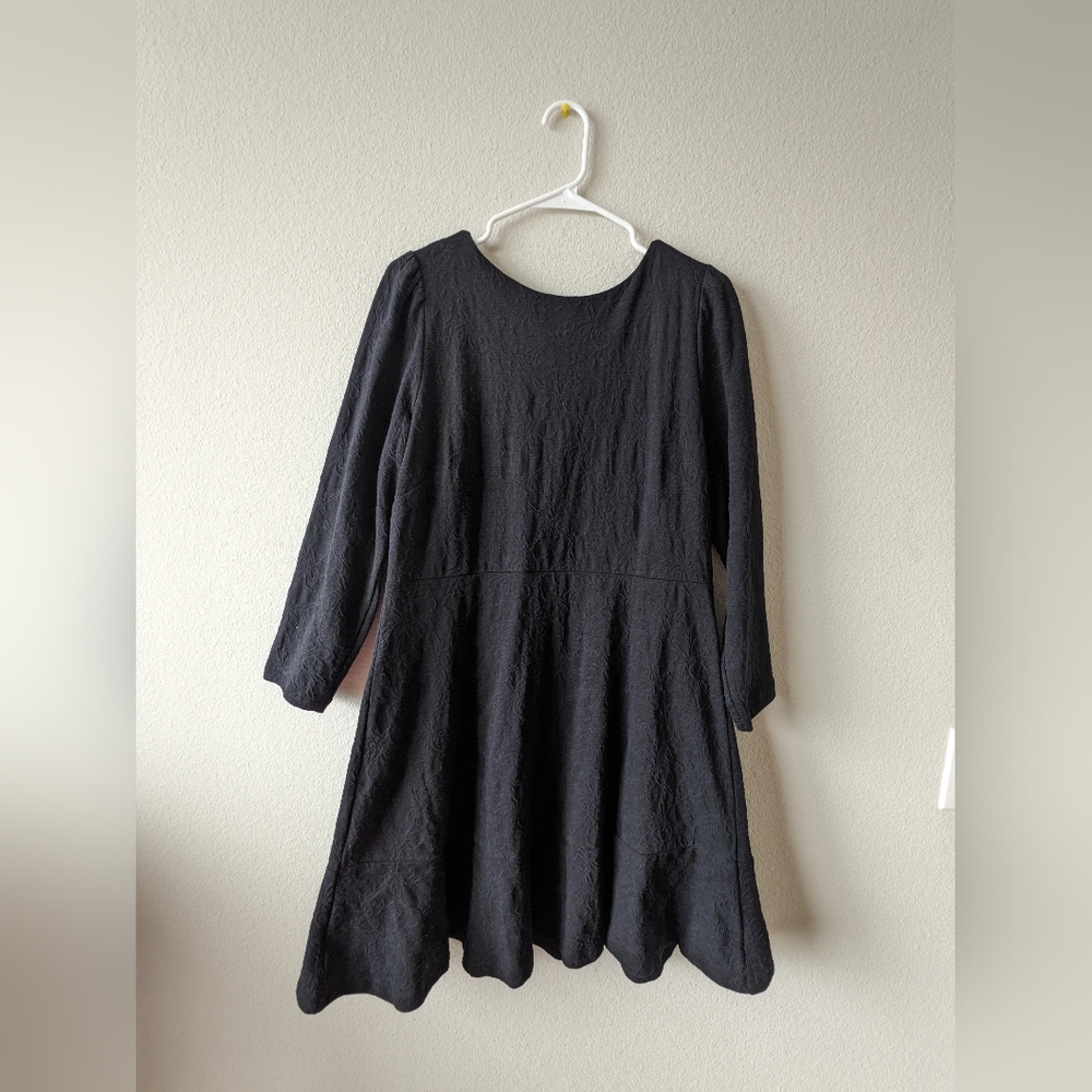 LOFT Black Dress with Embroidery, Size 12